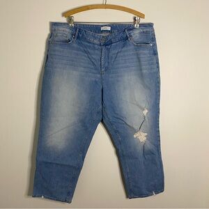 Loft Women's Plus Size 20 High Waist Straight Crop Light Wash Denim Jeans